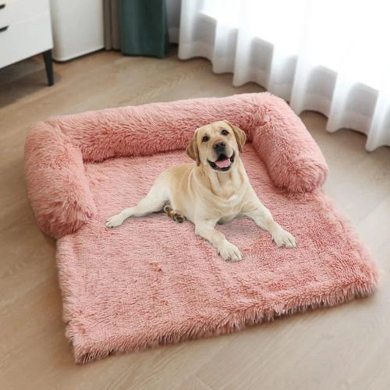 Removable Plush Pet Large Dog Bed Sofa House Mat Kennel Winter Washable Calming Cushion Blanket Cover