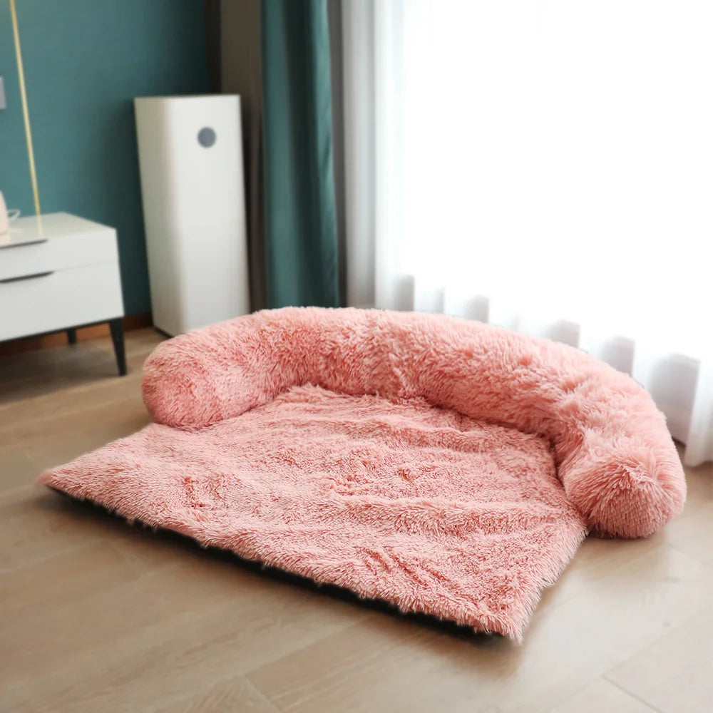 Removable Plush Pet Large Dog Bed Sofa House Mat Kennel Winter Washable Calming Cushion Blanket Cover