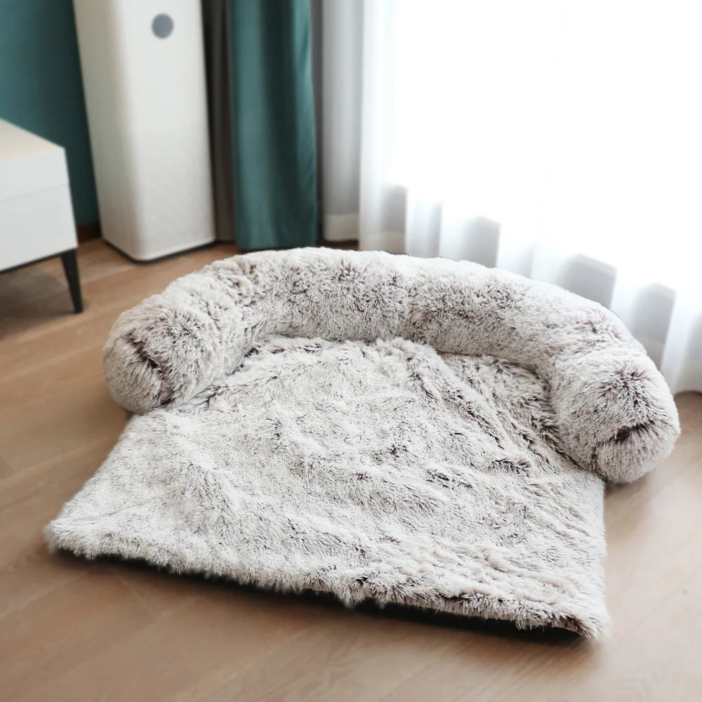 Removable Plush Pet Large Dog Bed Sofa House Mat Kennel Winter Washable Calming Cushion Blanket Cover