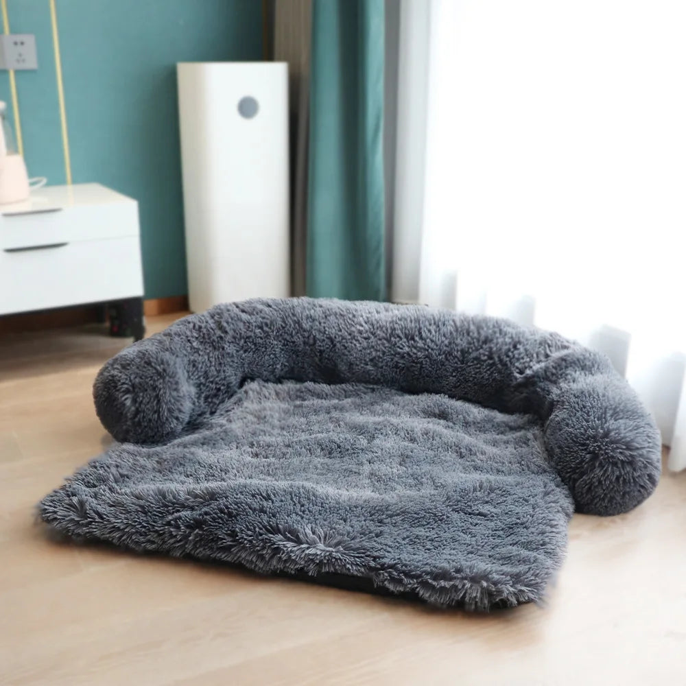 Removable Plush Pet Large Dog Bed Sofa House Mat Kennel Winter Washable Calming Cushion Blanket Cover