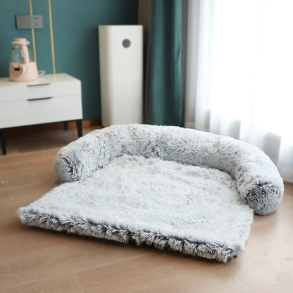 Removable Plush Pet Large Dog Bed Sofa House Mat Kennel Winter Washable Calming Cushion Blanket Cover